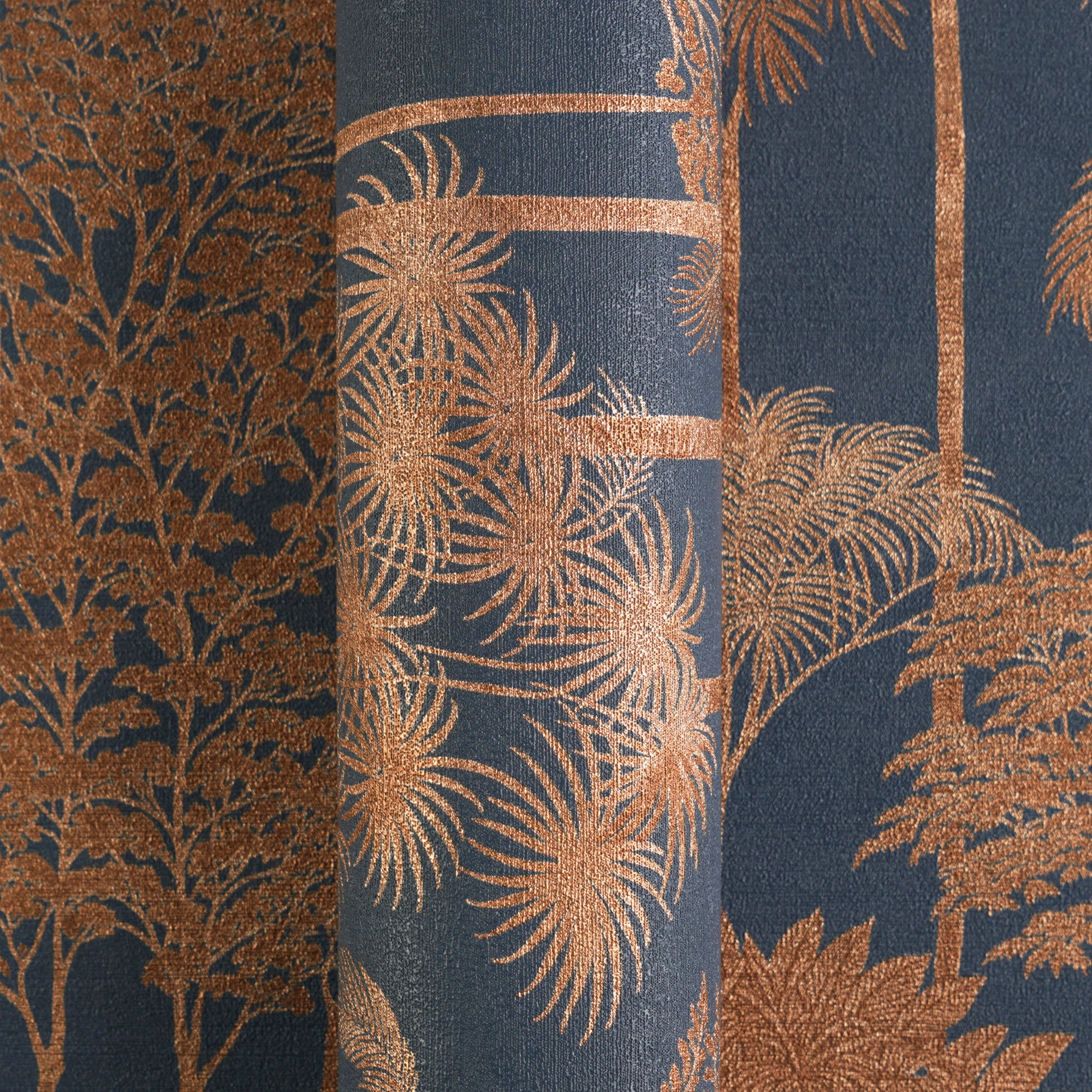 Canopy View Wallpaper in Rose Gold on Petrol Blue - Image 4