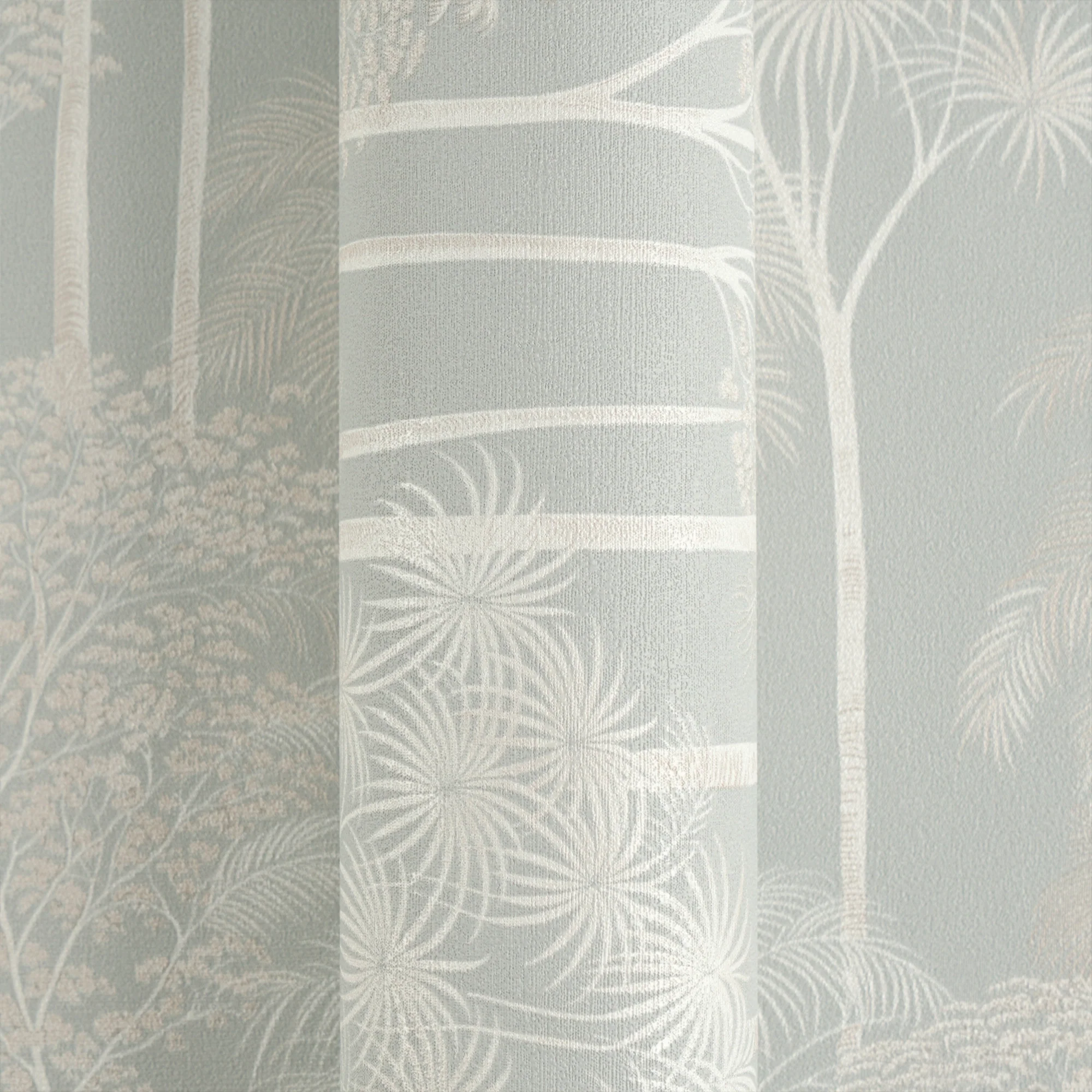 Canopy View Wallpaper in White and Gold on Blue - Image 4