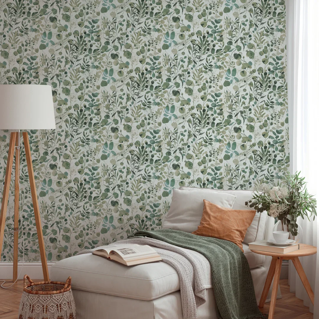 Cascading Vines Wallpaper in Green - Image 2