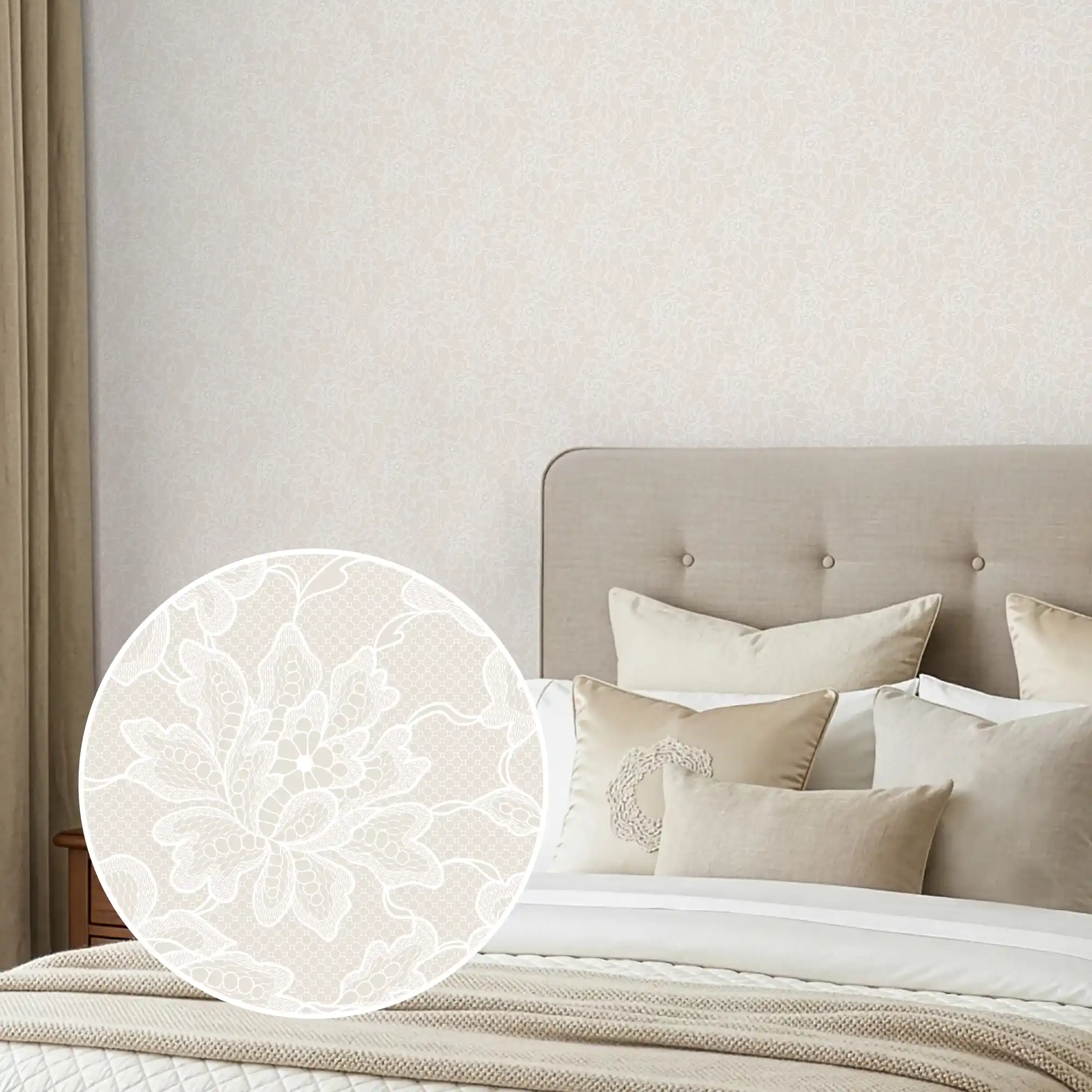Chantilly Lace Wallpaper in Cream - Image 3