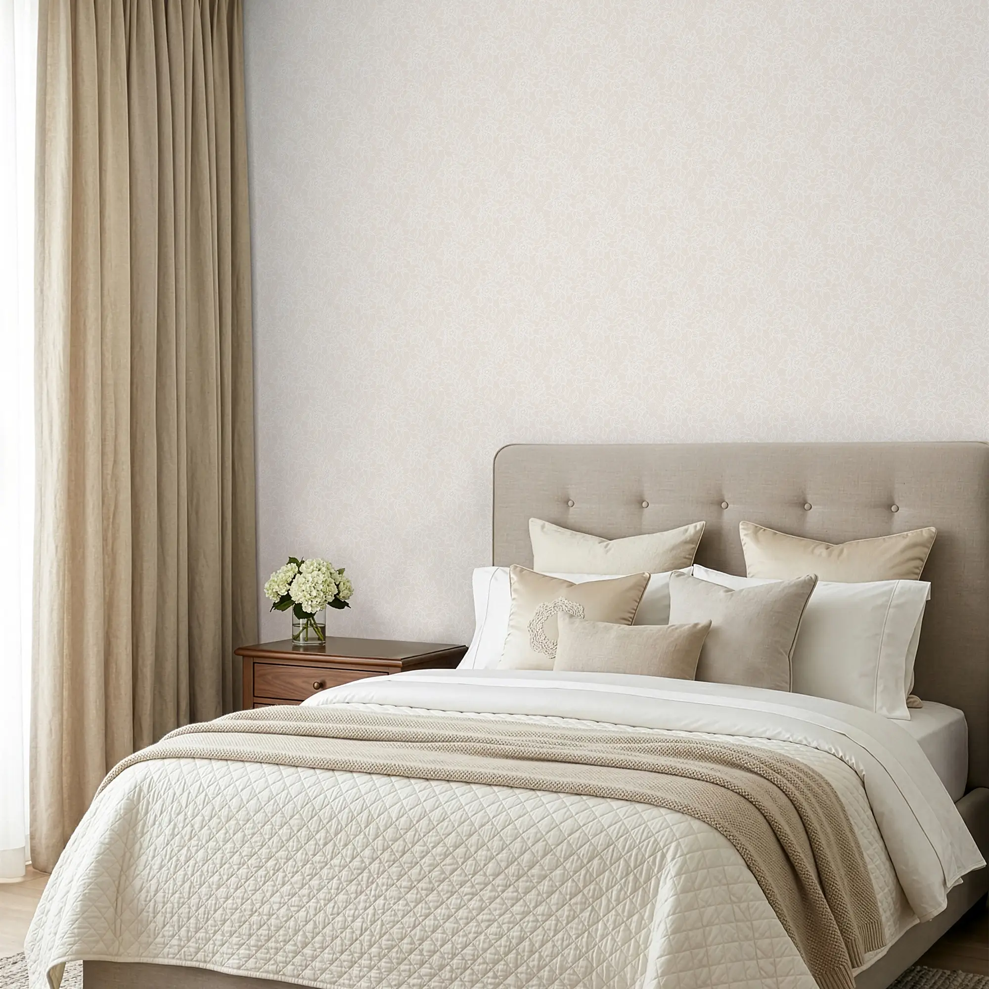 Chantilly Lace Wallpaper in Cream - Image 4