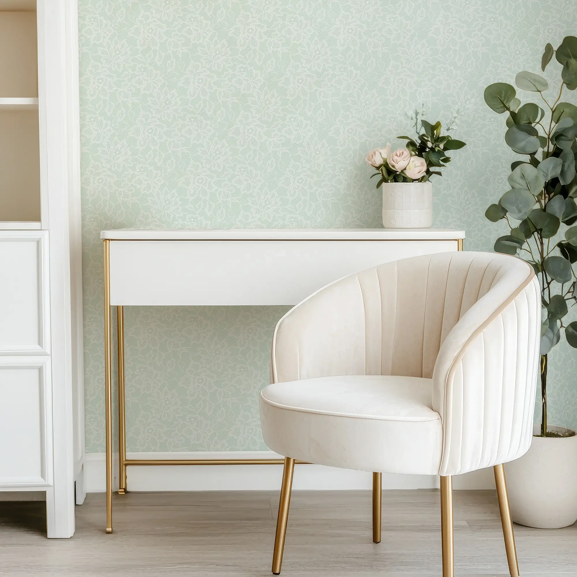 Chantilly Lace Wallpaper in Mint - Image 4