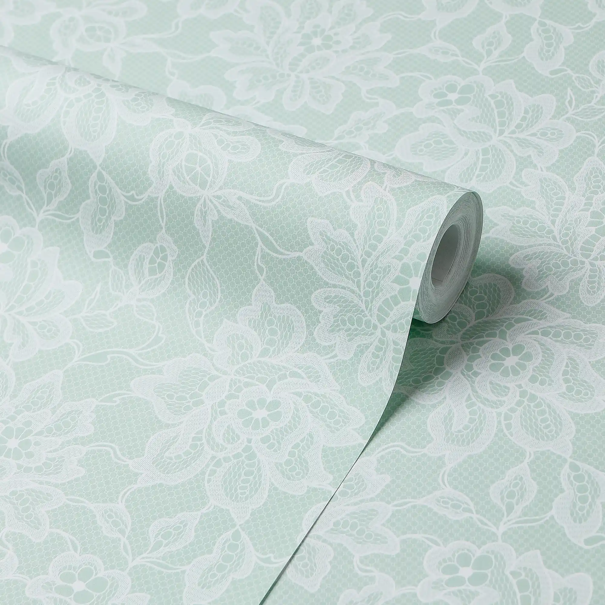 Chantilly Lace Wallpaper in Mint - Image 5