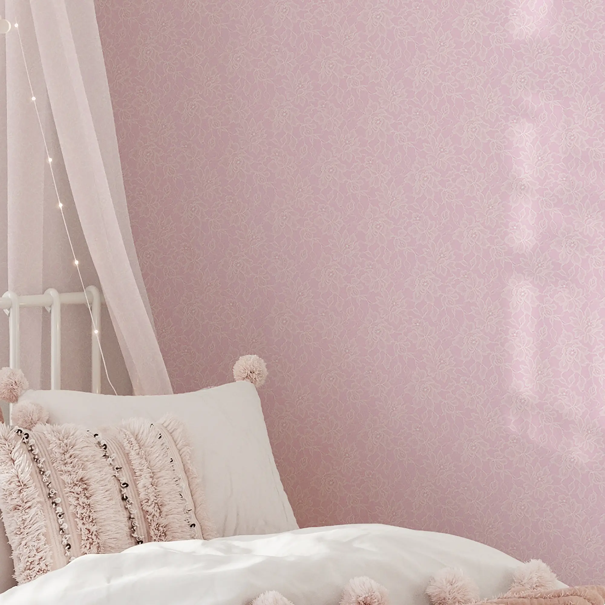 Chantilly Lace Wallpaper in Pink - Image 2