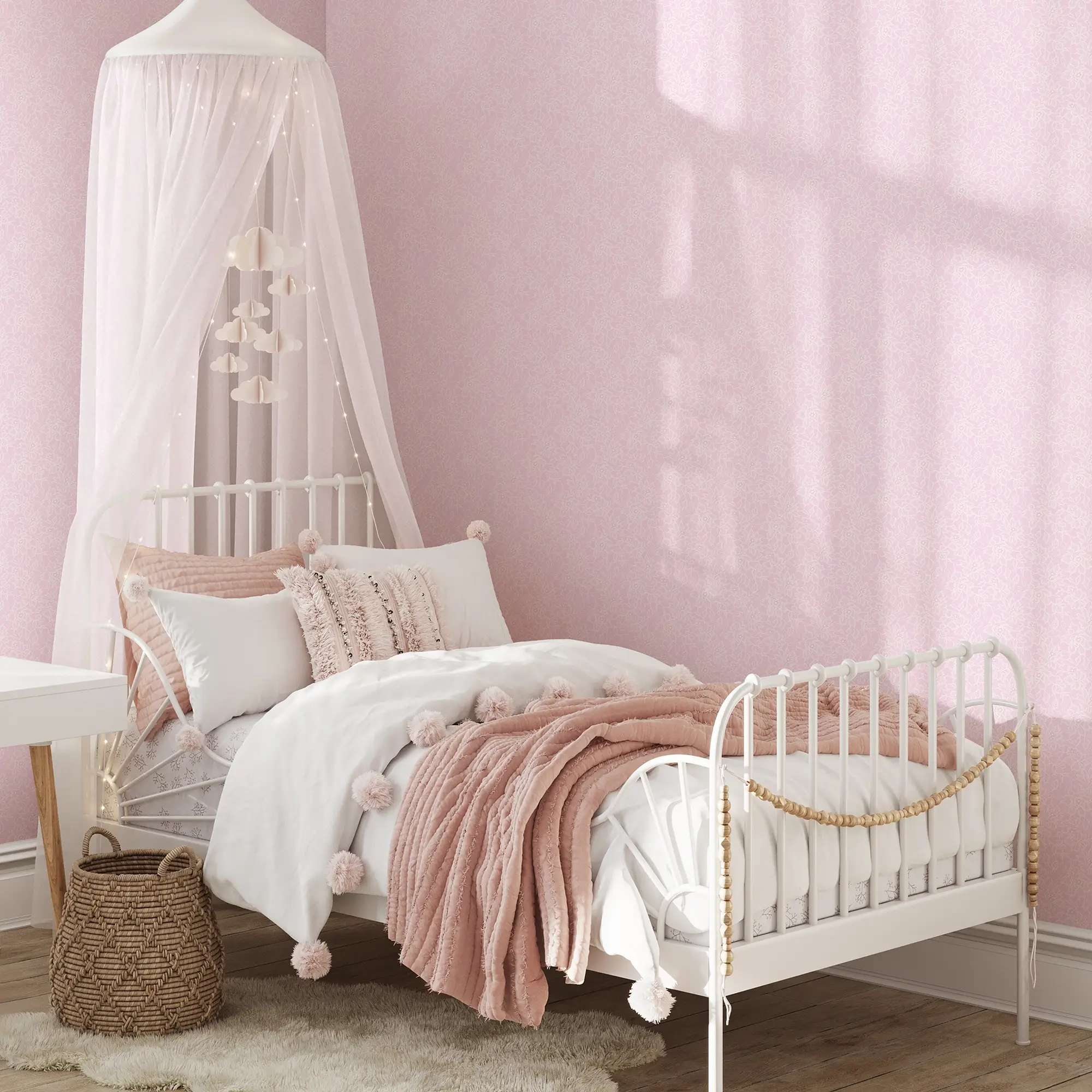Chantilly Lace Wallpaper in Pink - Image 4