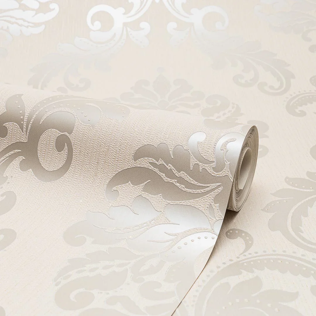 Chelsea Glitter Damask Wallpaper in Cream and Gold - Image 4