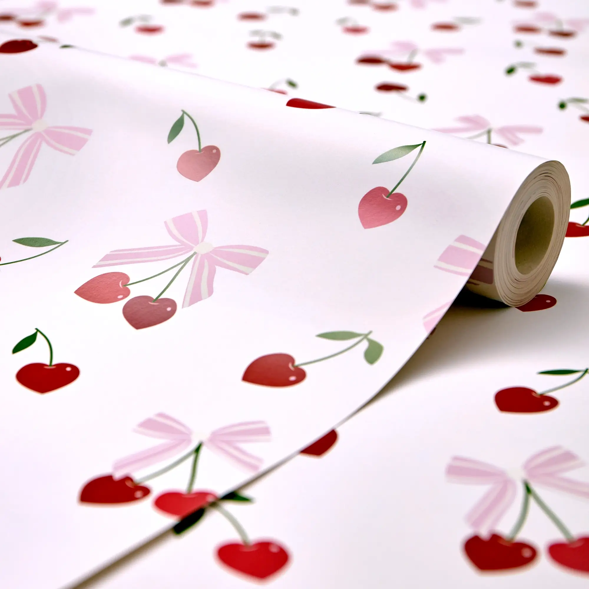 Cherry Kisses Wallpaper in Pink & Red - Image 4