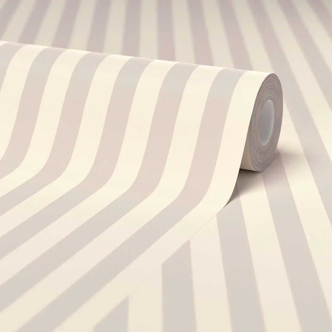Classic Stripe Wallpaper in Cream and Truffle - Image 4