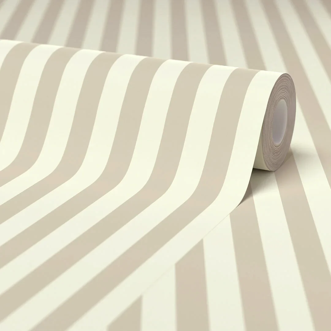 Classic Stripe Wallpaper in Magnolia and Sandstone - Image 4