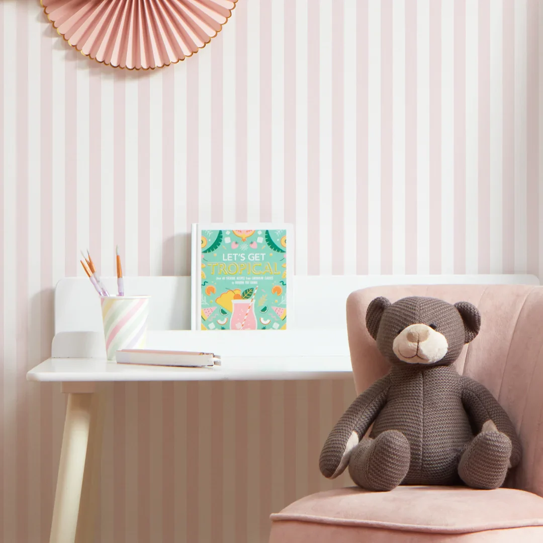 Classic Stripe Wallpaper in Pastel Pink - Image 3