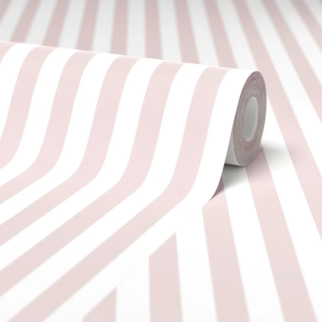 Classic Stripe Wallpaper in Pastel Pink - Image 4