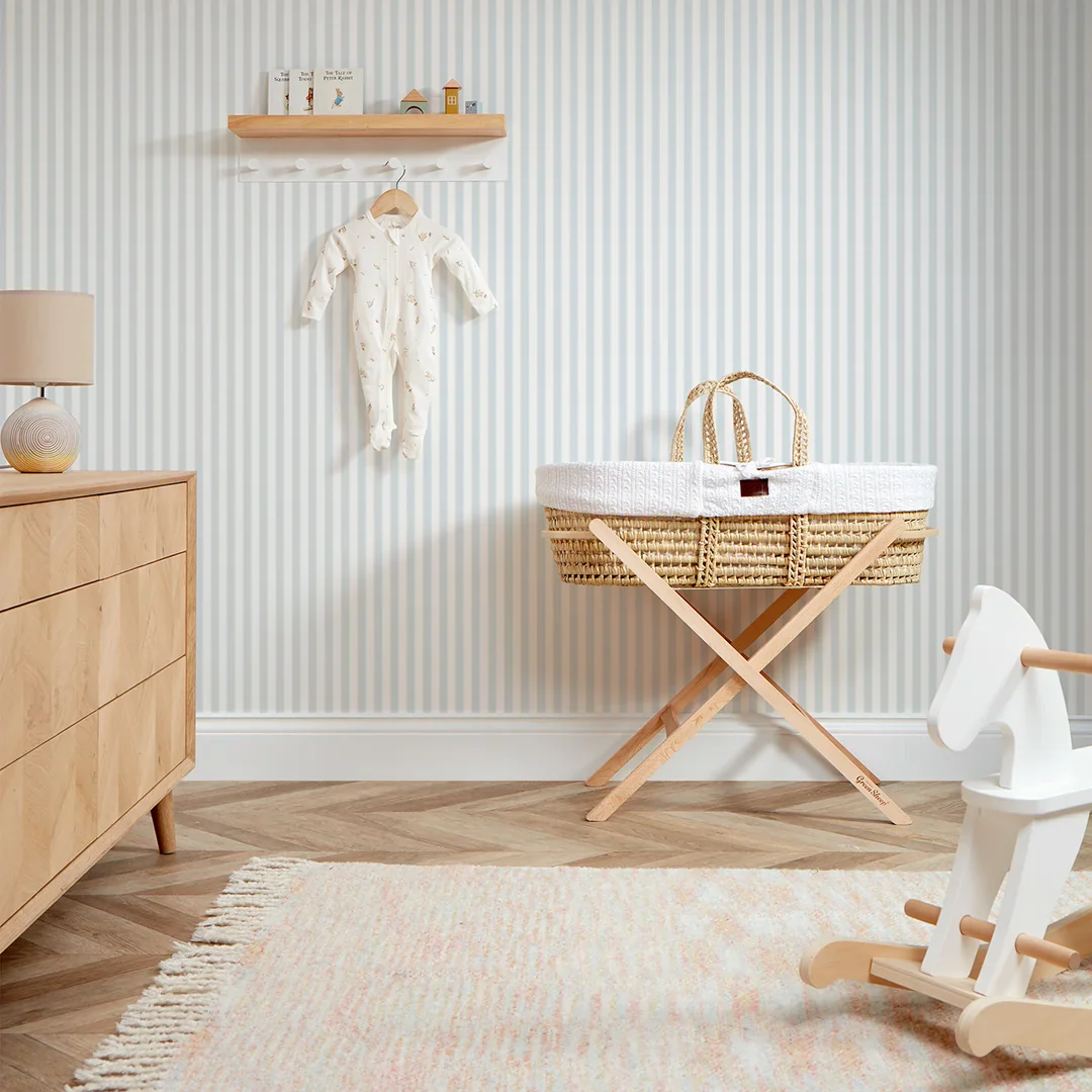 Classic Stripe Wallpaper in Powder Blue - Image 3