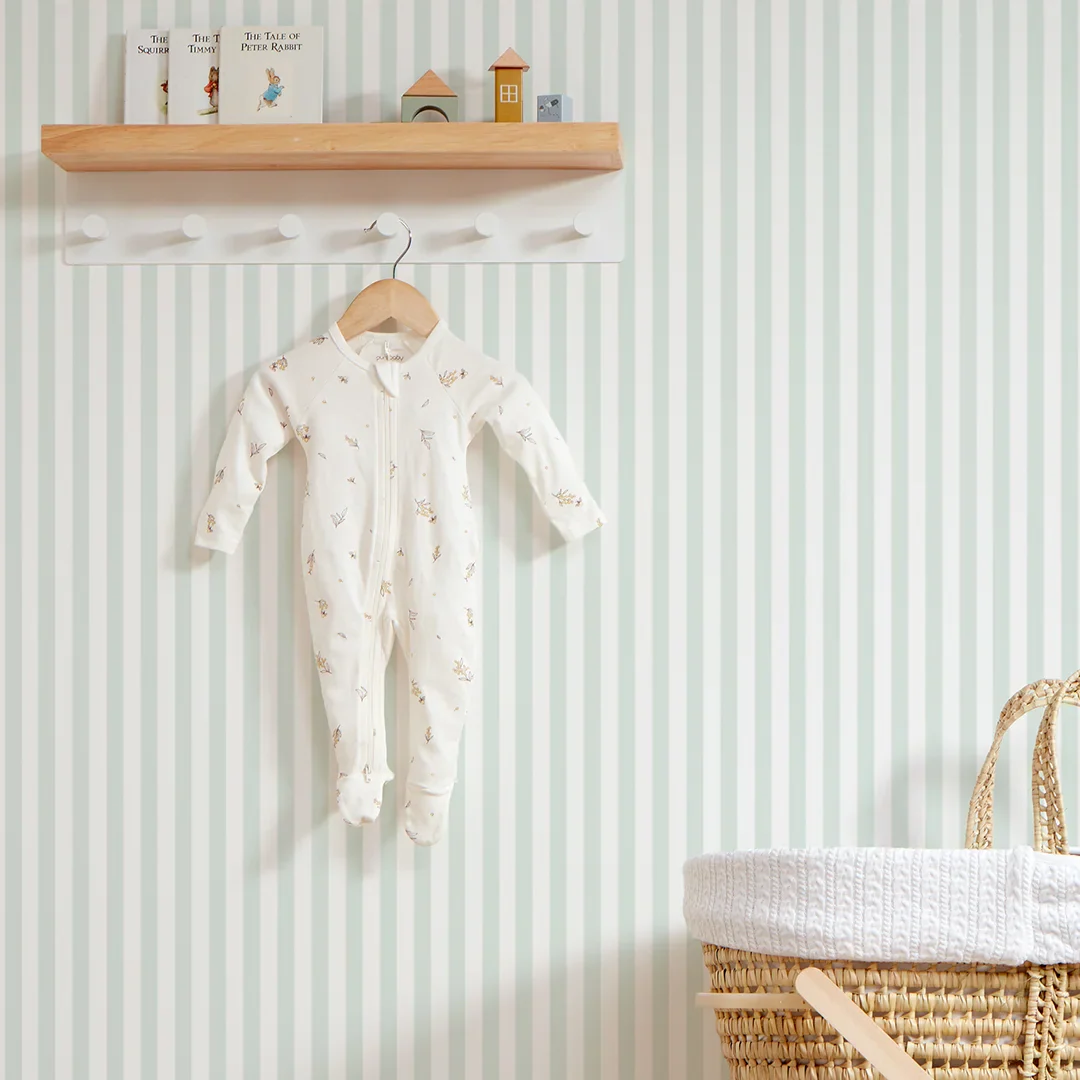 Classic Stripe Wallpaper in Soft Mint - Image 3
