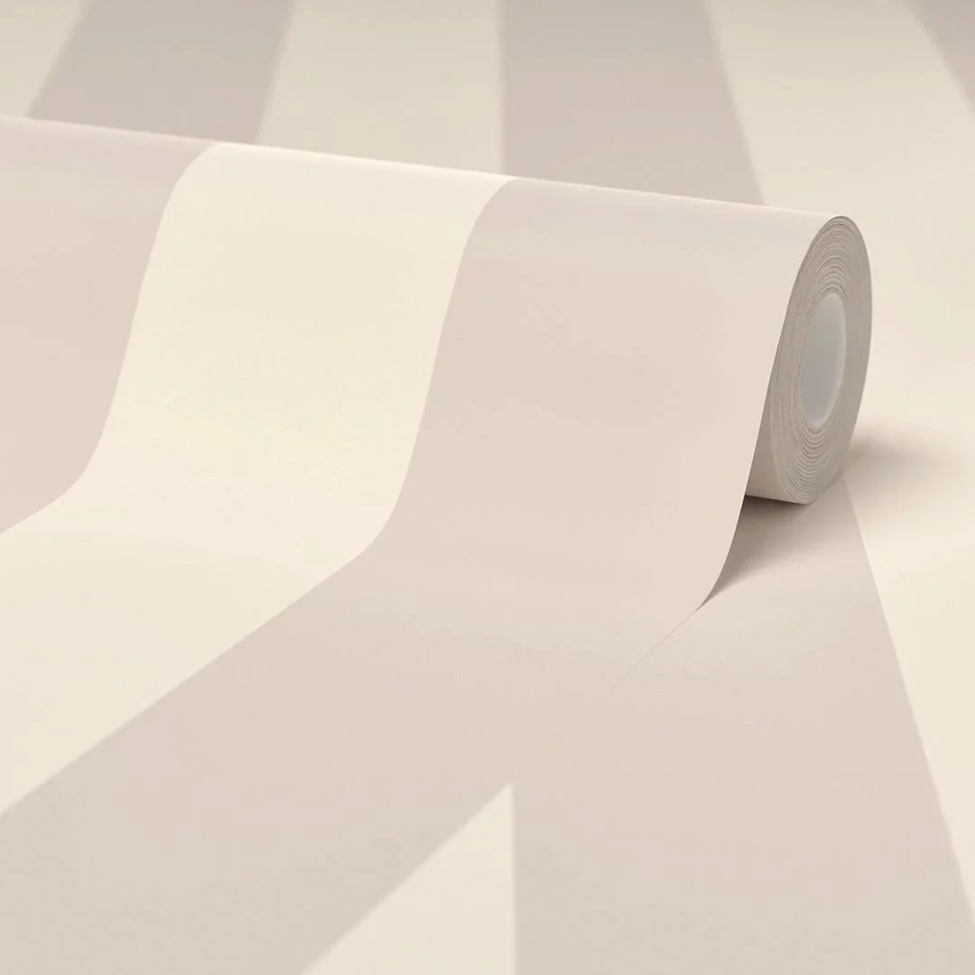 Classic Wide Stripe Wallpaper in Cream and Truffle - Image 4