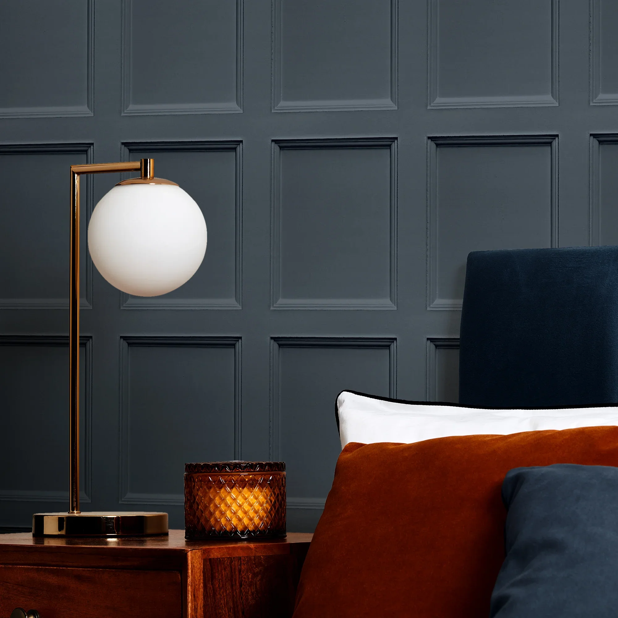 Classic Wood Panel Wallpaper in Blue - Image 3