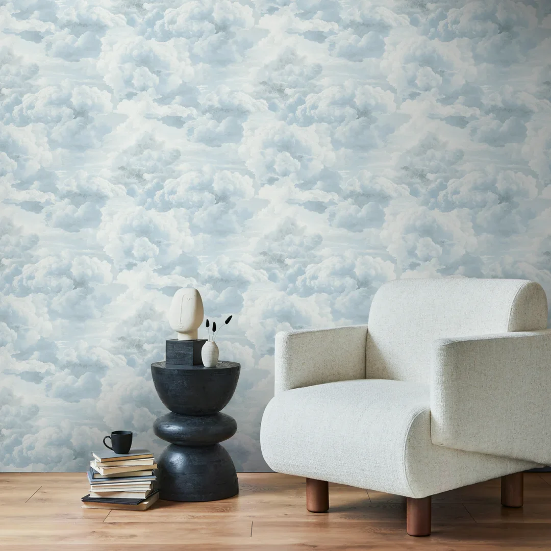 Cloudy Dreams Wallpaper in Blue - Image 2