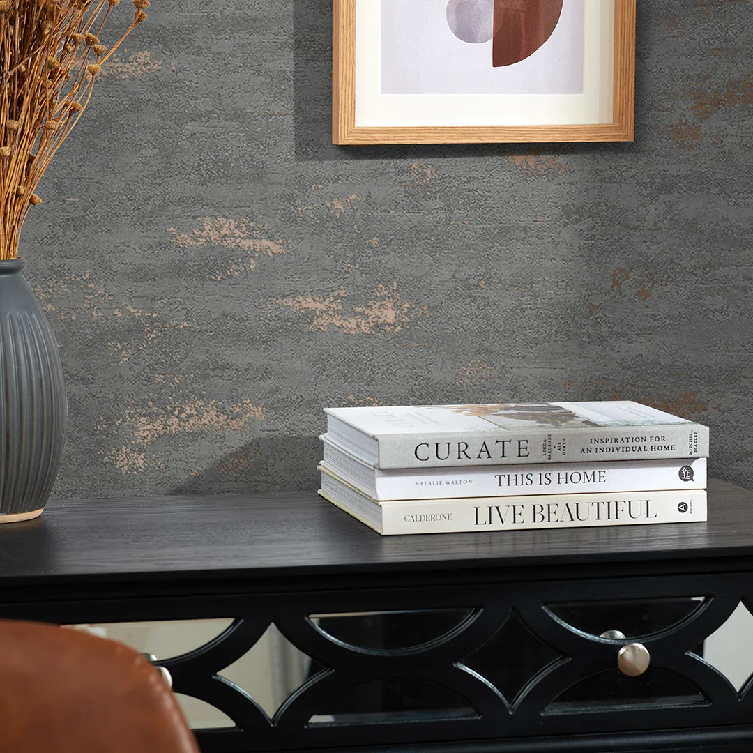 Cobalt Industrial Metallic Wallpaper in Dark Grey - Image 3