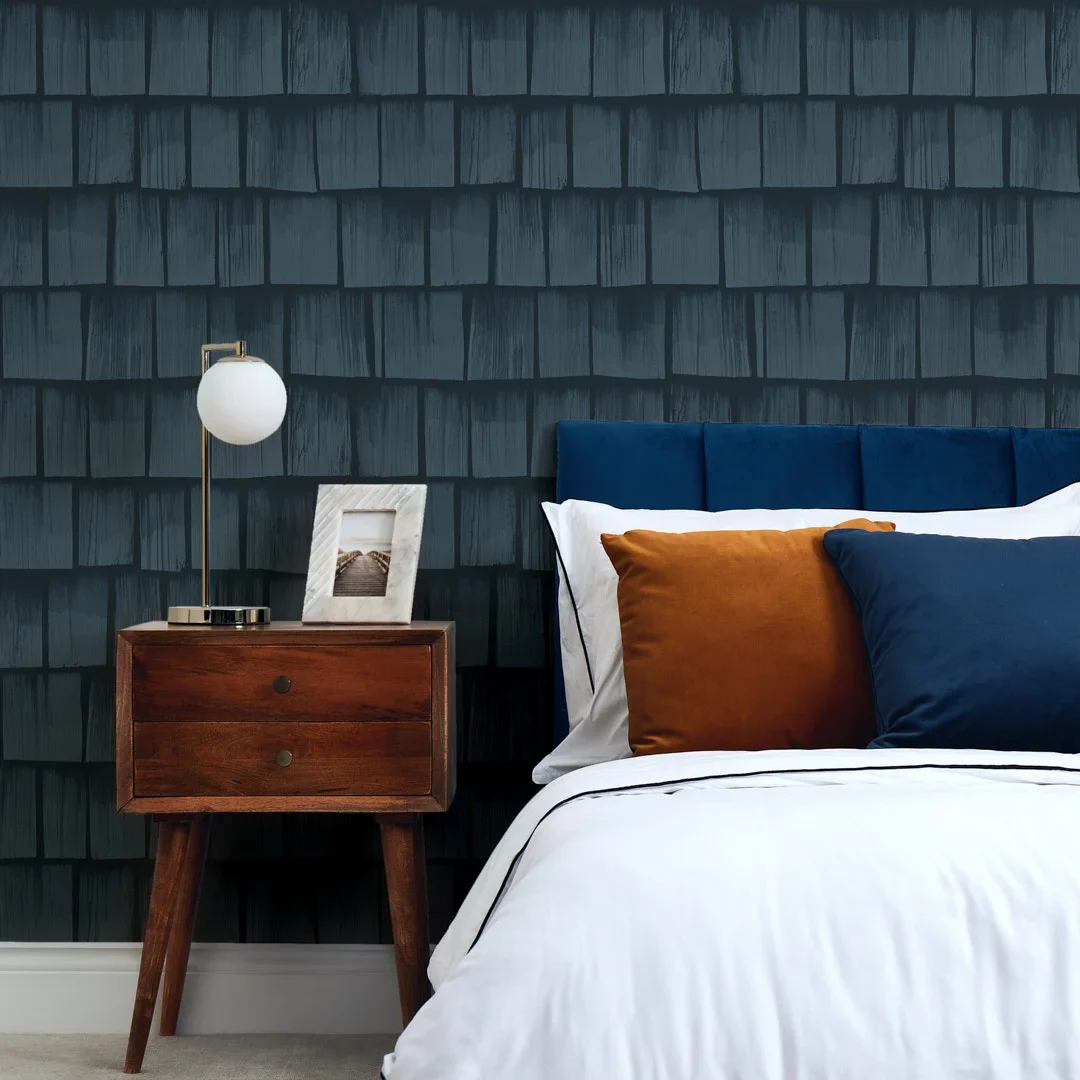 Colorado Wood Tile Wallpaper in Navy - Image 2