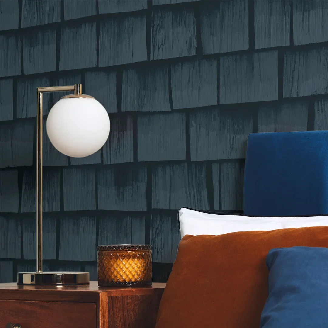 Colorado Wood Tile Wallpaper in Navy - Image 3