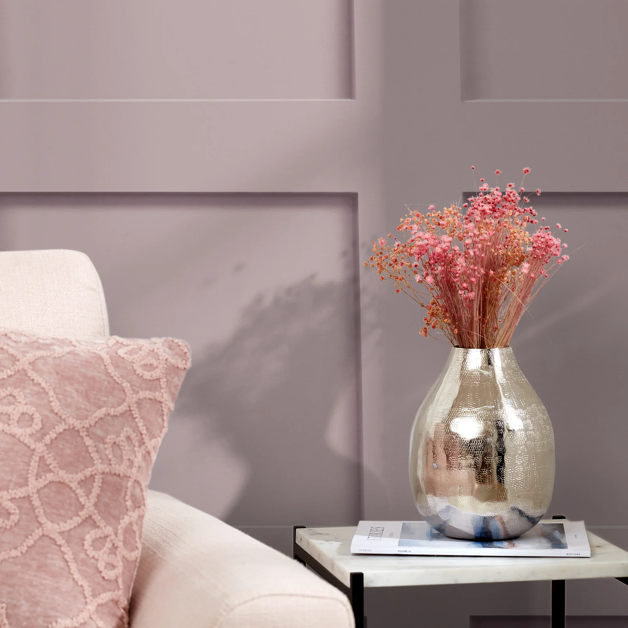 Contemporary Wood Panel Wallpaper in Blush Pink - Image 3