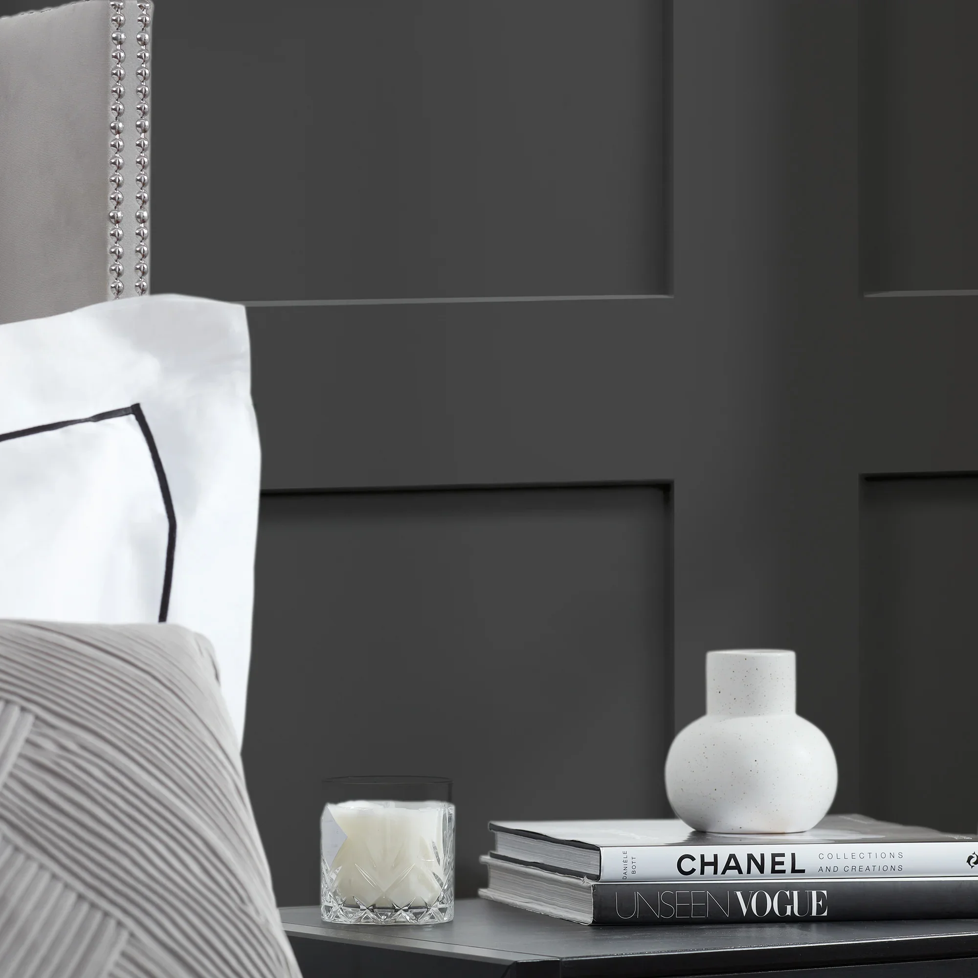 Contemporary Wood Panel Wallpaper in Charcoal Grey - Image 3