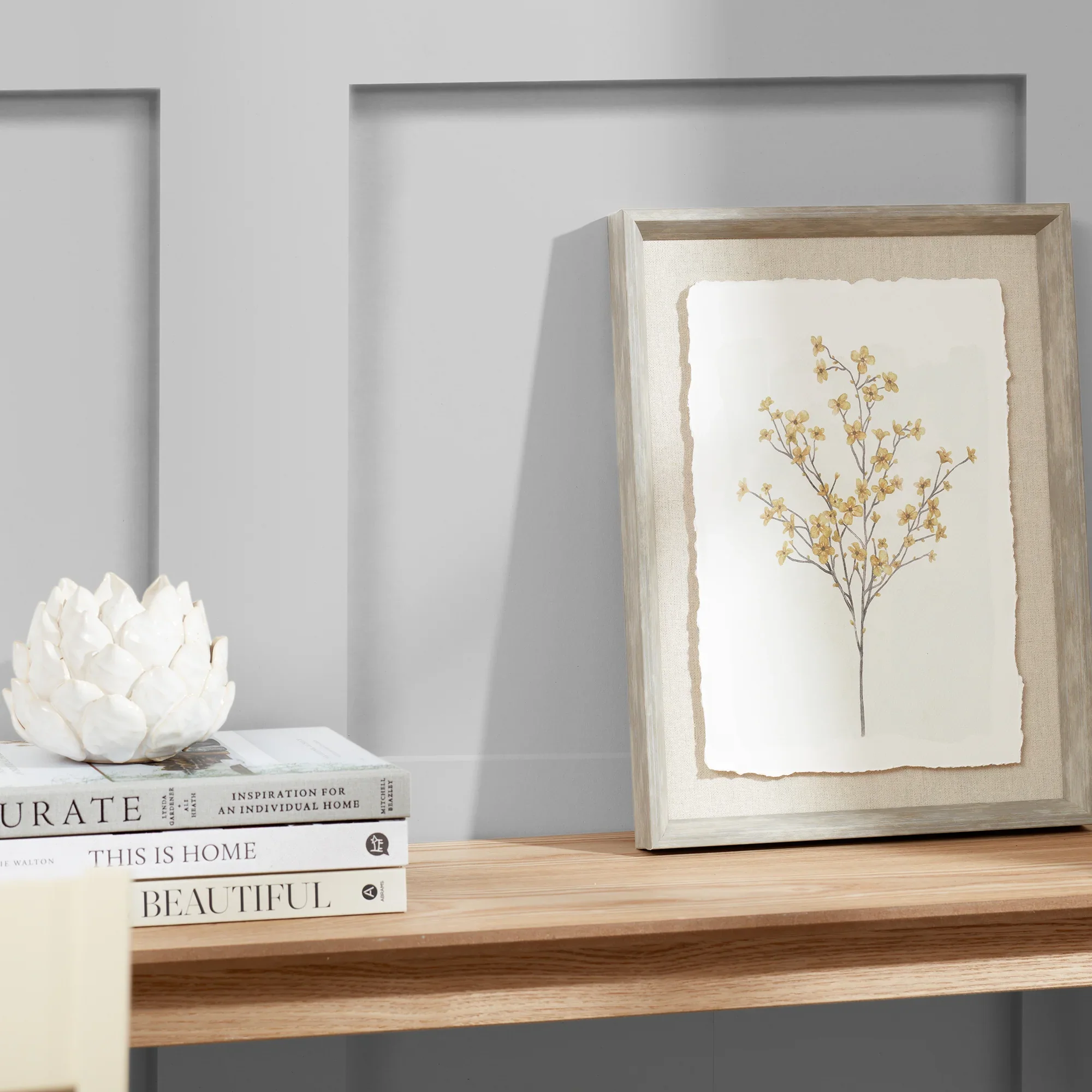 Contemporary Wood Panel Wallpaper in Dove White - Image 3