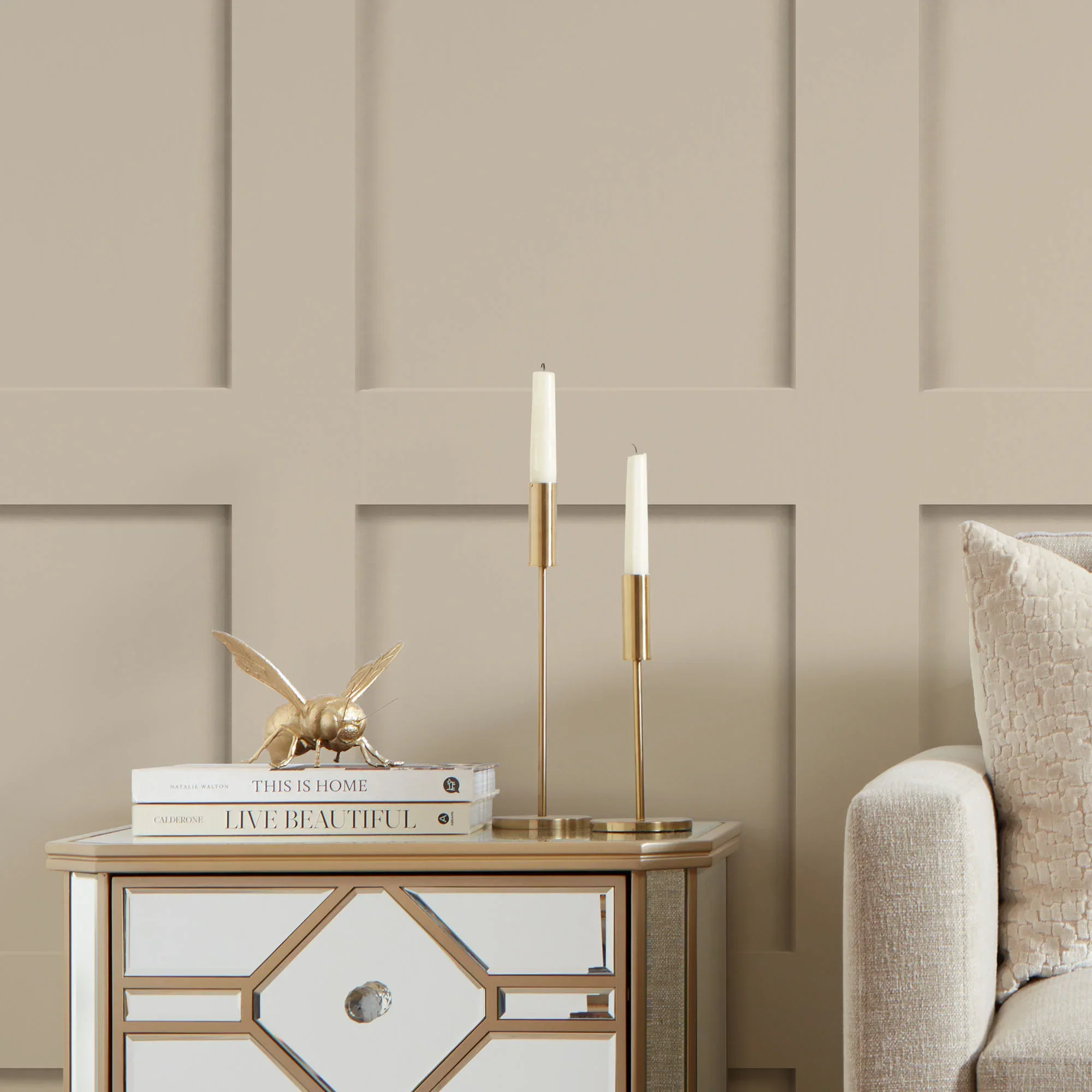 Contemporary Wood Panel Wallpaper in Nude - Image 3