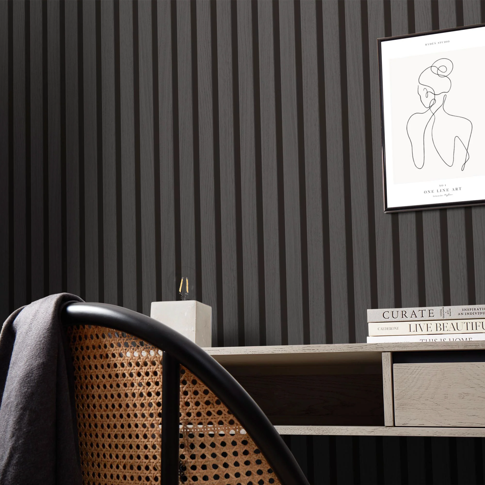 Contemporary Wood Slat Ebony - Image 3