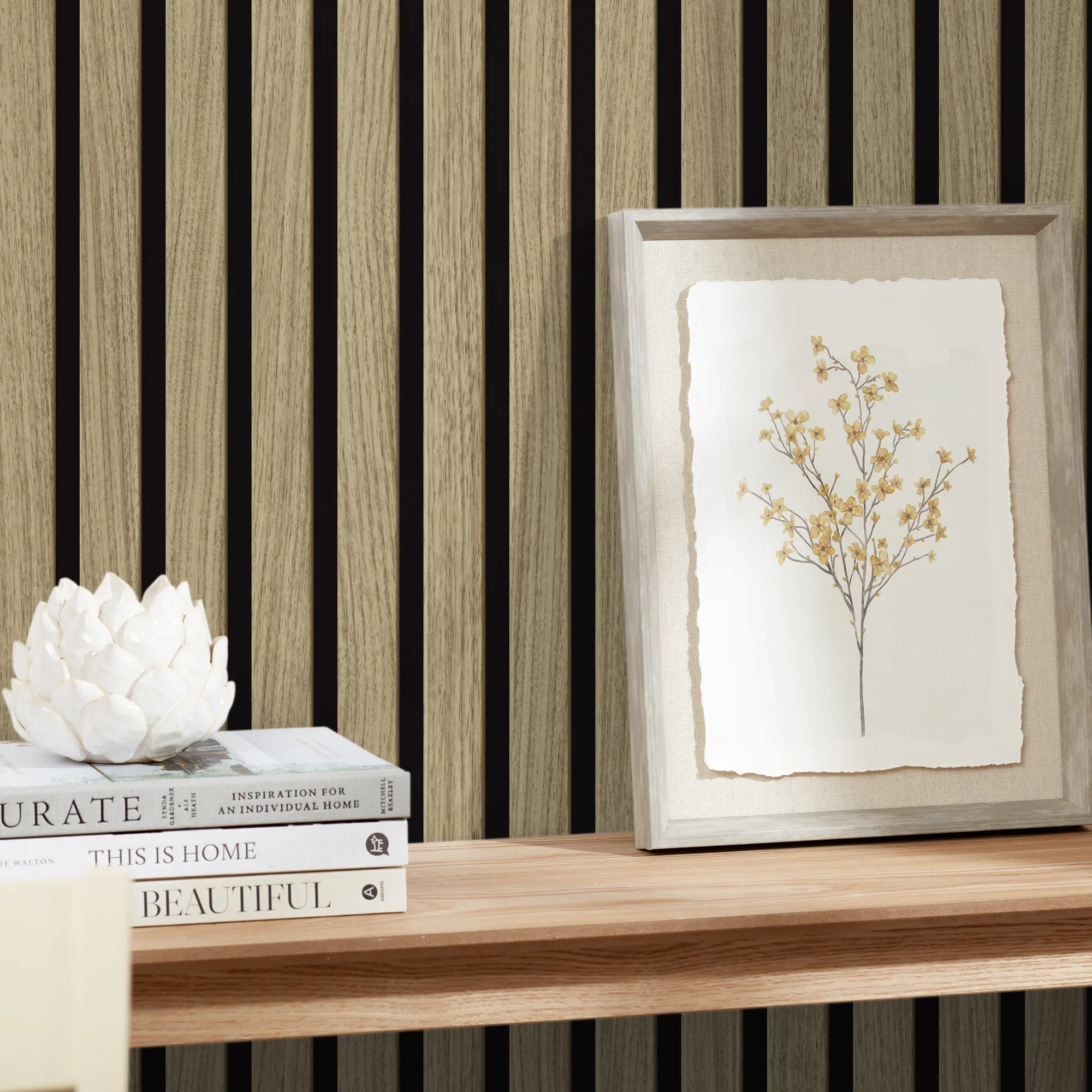 Contemporary Wood Slat Light Oak - Image 3
