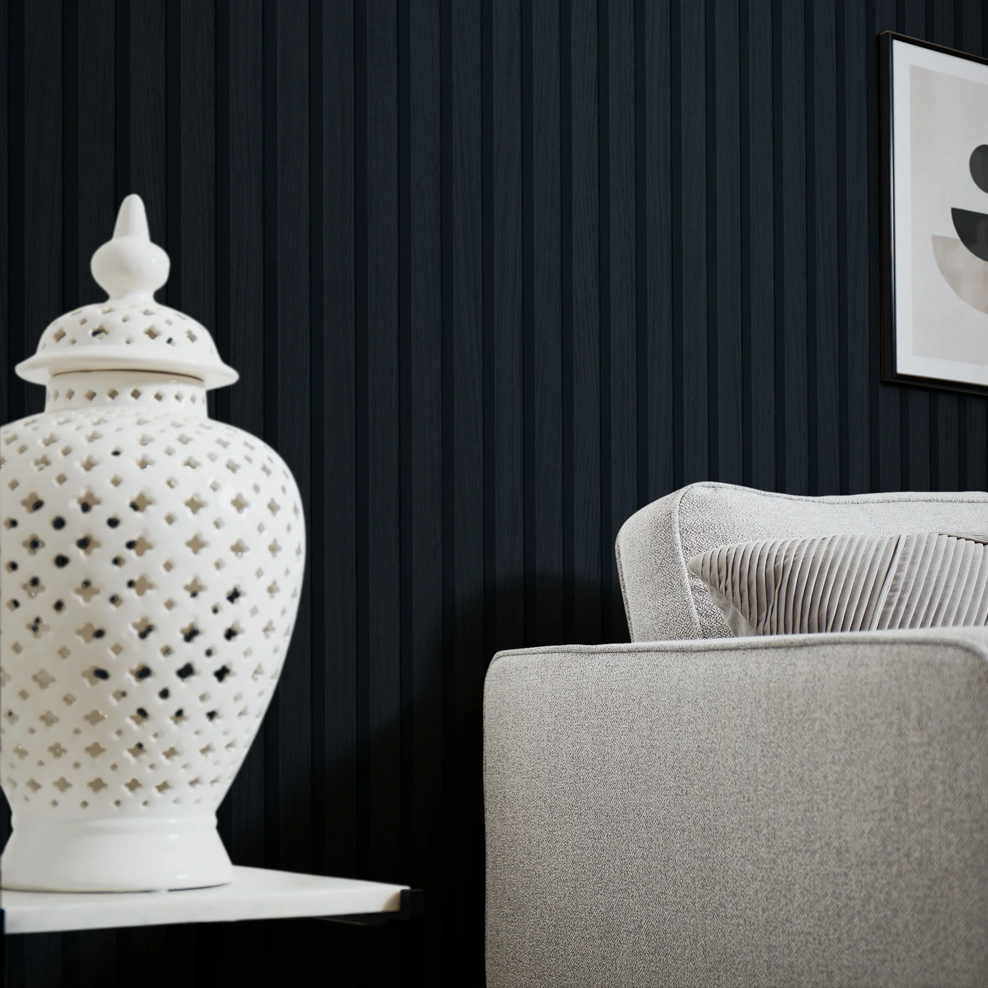 Contemporary Wood Slat Navy - Image 3