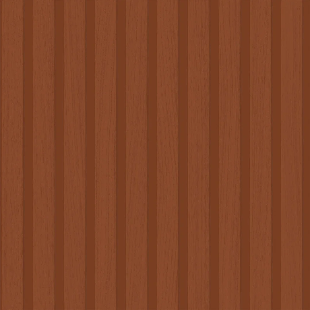 Contemporary Wood Slat Wallpaper in Terracotta