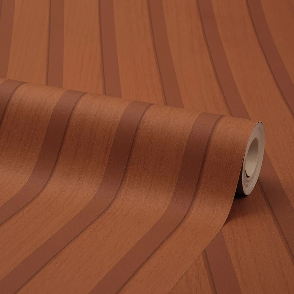 Contemporary Wood Slat Wallpaper in Terracotta - Image 4