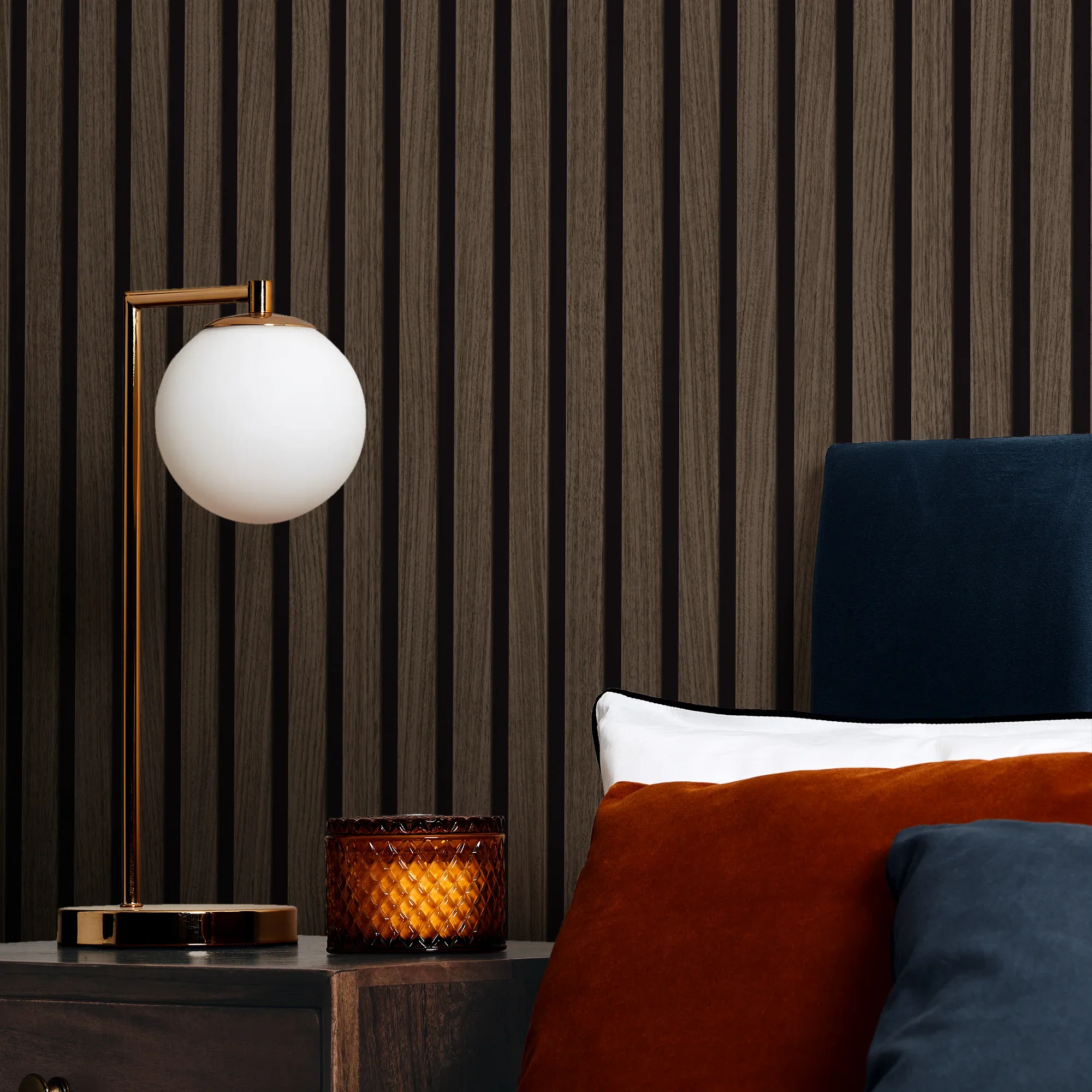 Contemporary Wood Slat Walnut - Image 3