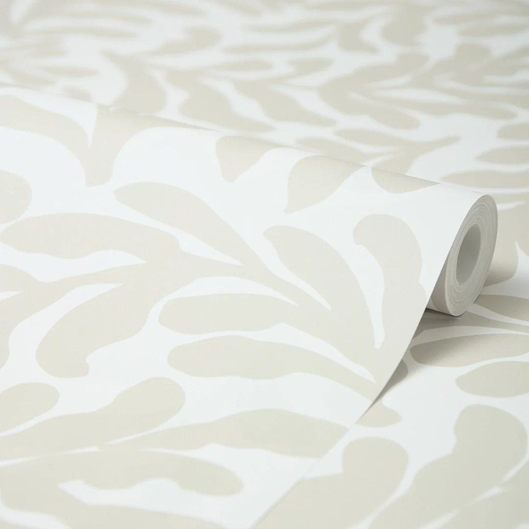 Coral Leaf Wallpaper in Almond Latte - Image 4