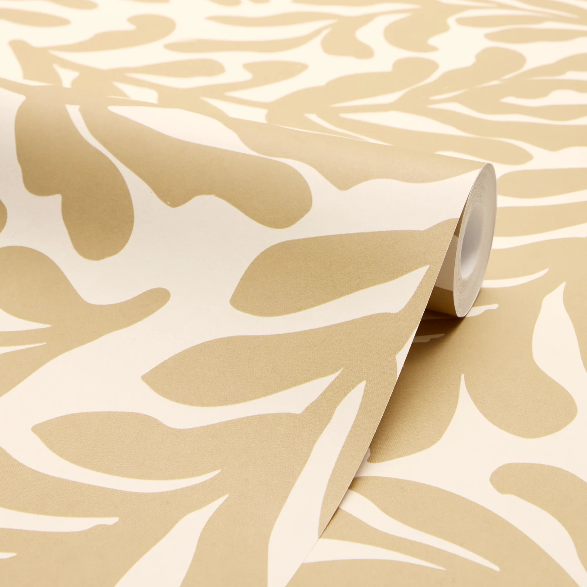 Coral Leaf Wallpaper in Caramel Latte - Image 4