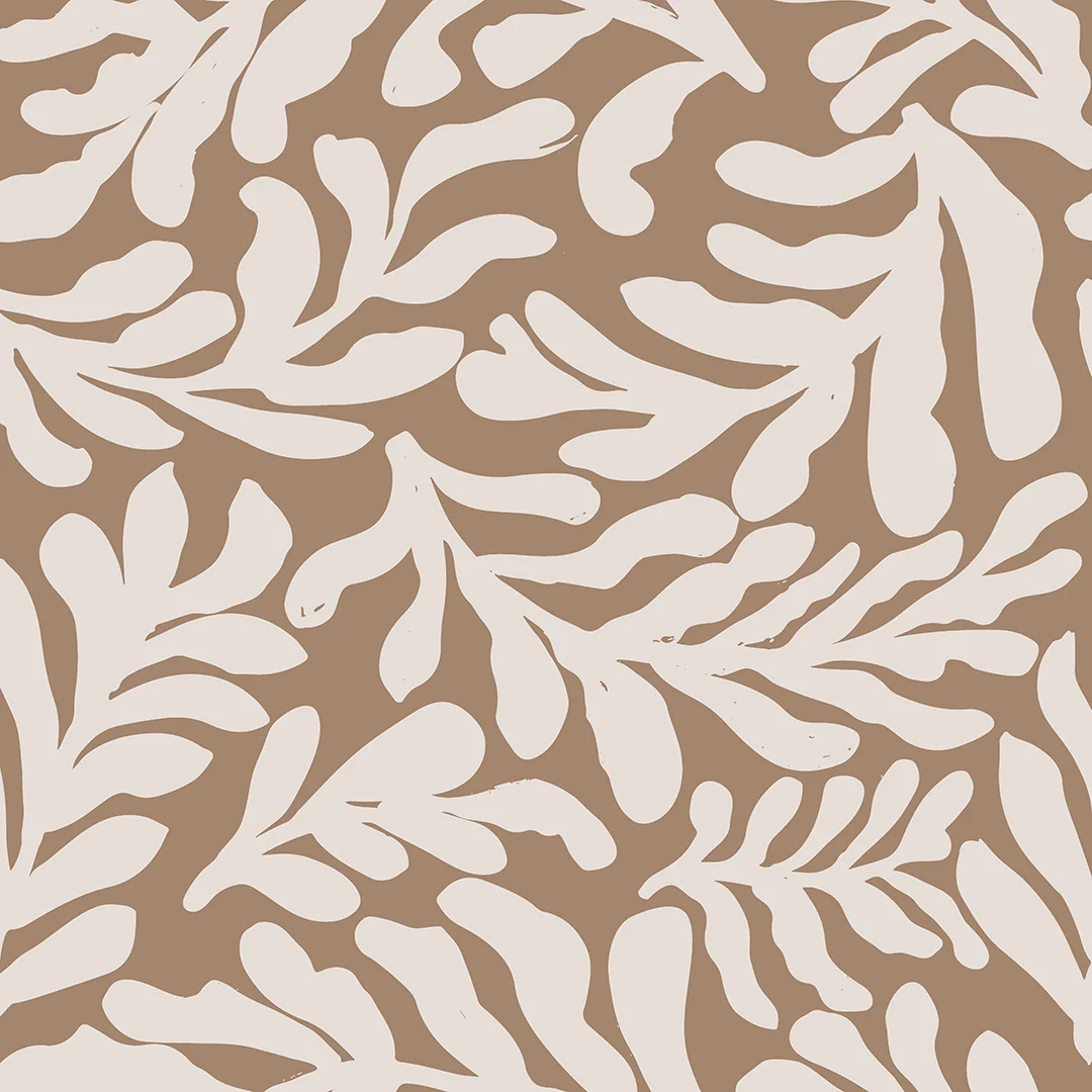 Coral Leaf Wallpaper in Mocha