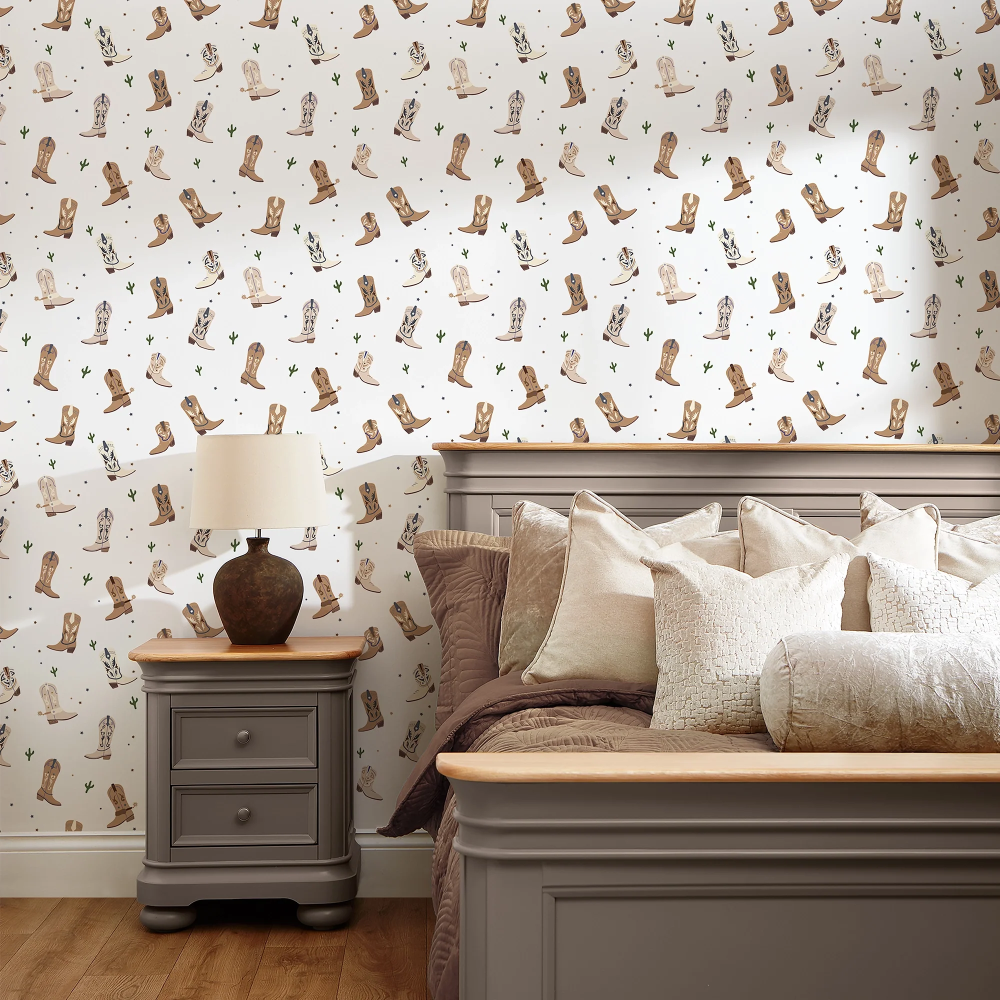 Cowboy Boot Wallpaper in Brown - Image 2