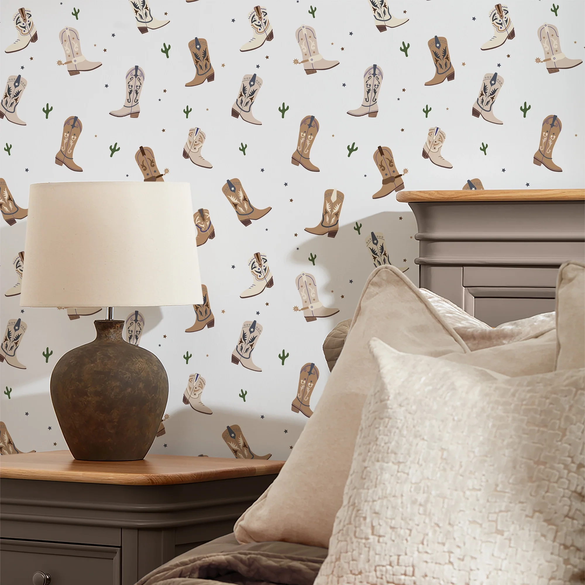 Cowboy Boot Wallpaper in Brown - Image 3