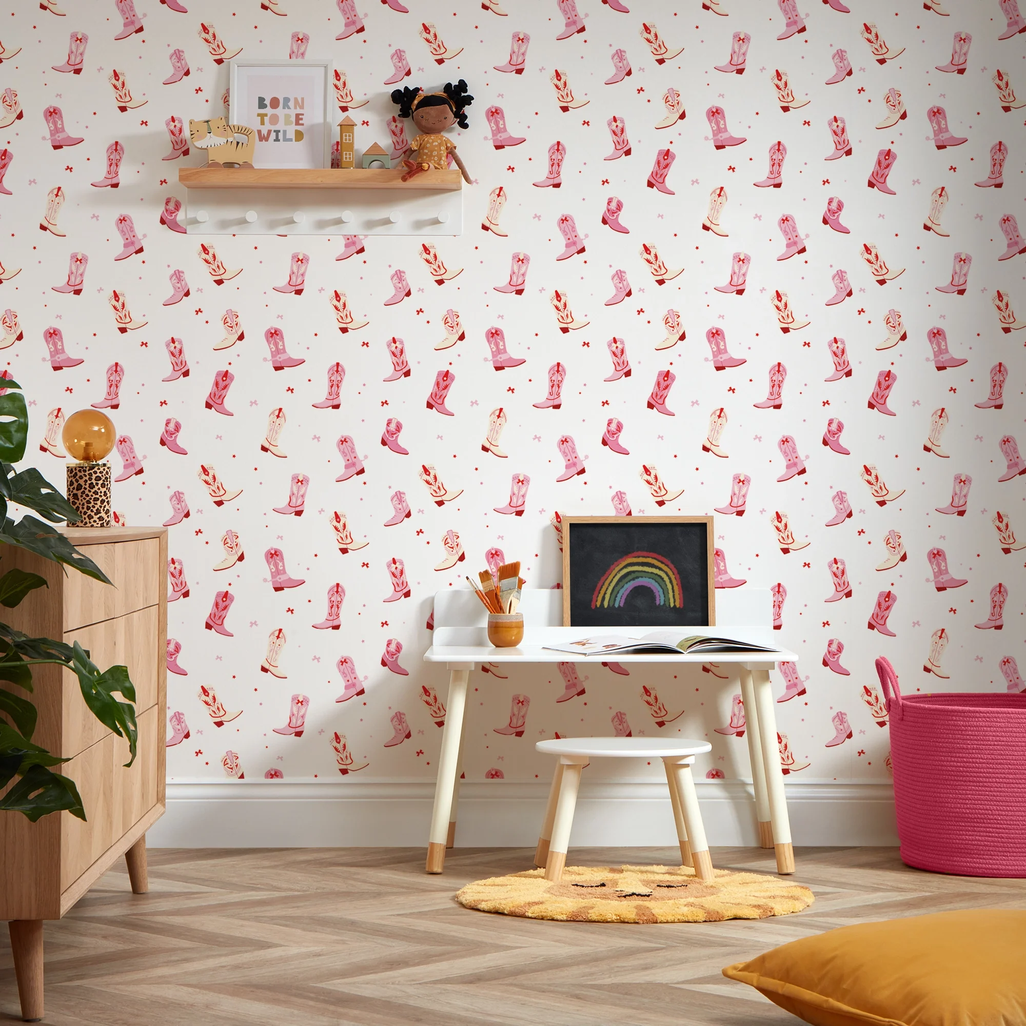 Cowboy Boot Wallpaper in Pink - Image 2