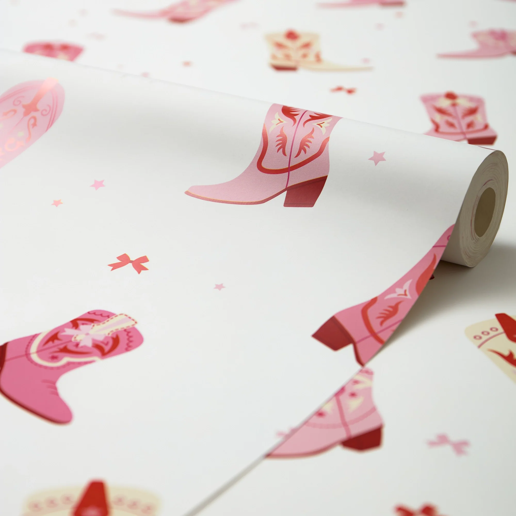 Cowboy Boot Wallpaper in Pink - Image 4