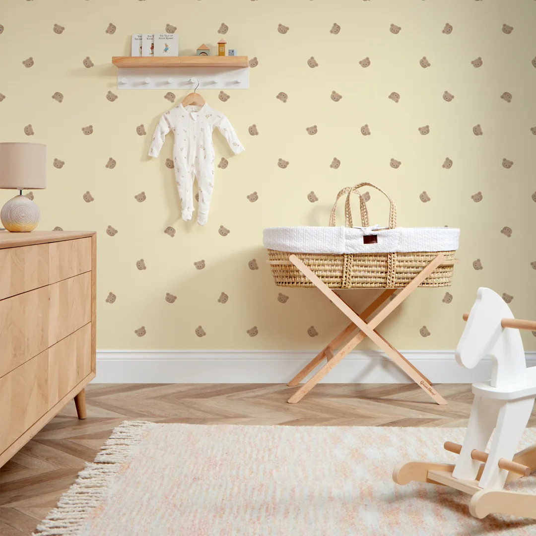 Cozy Bear Wallpaper in Lemon Yellow - Image 3