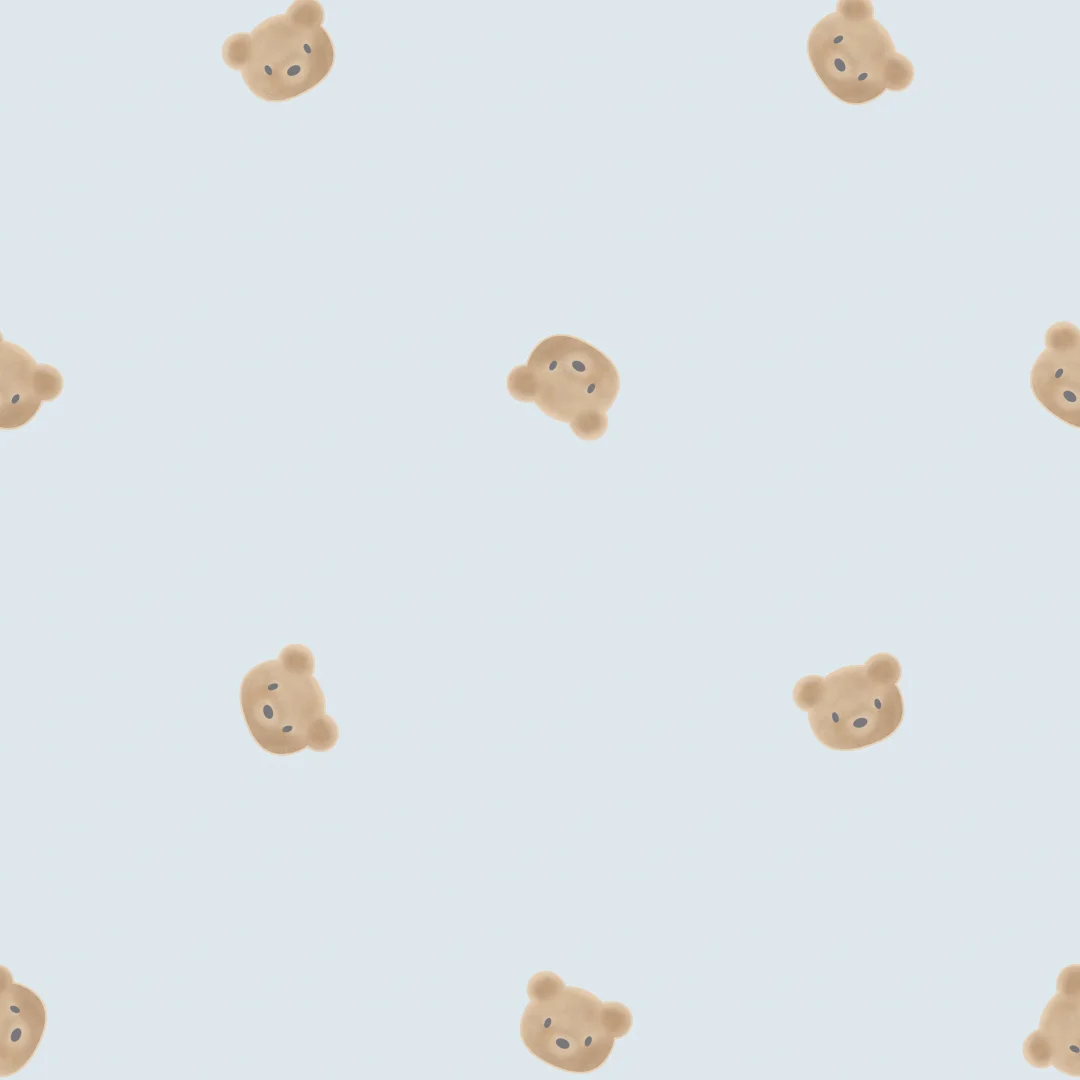 Cozy Bear Wallpaper in Soft Blue
