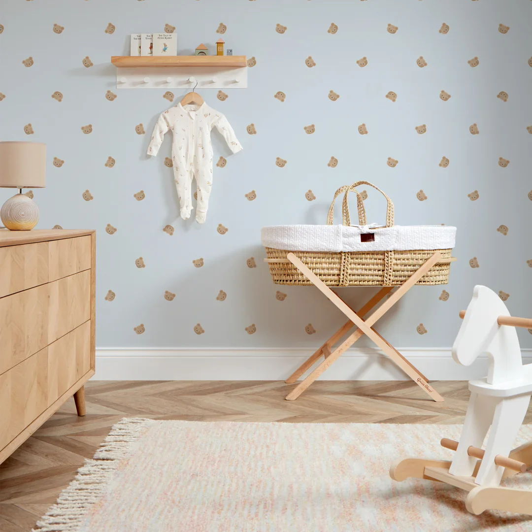 Cozy Bear Wallpaper in Soft Blue - Image 3