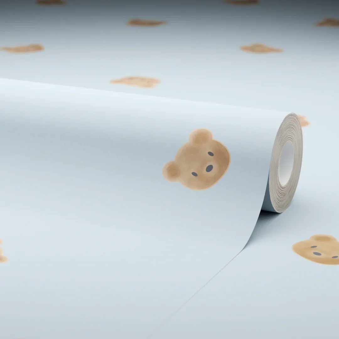 Cozy Bear Wallpaper in Soft Blue - Image 4