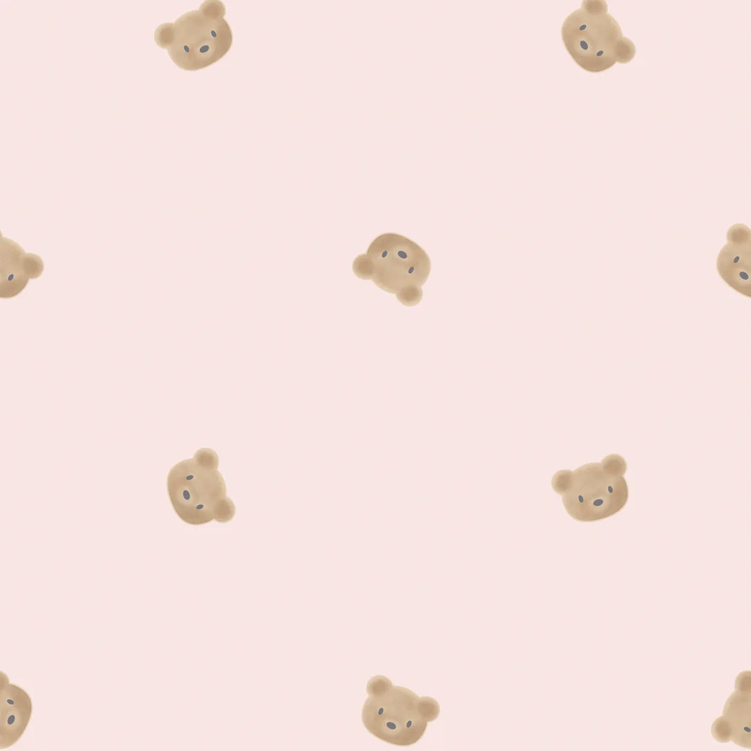 Cozy Bear Wallpaper in Soft Pink
