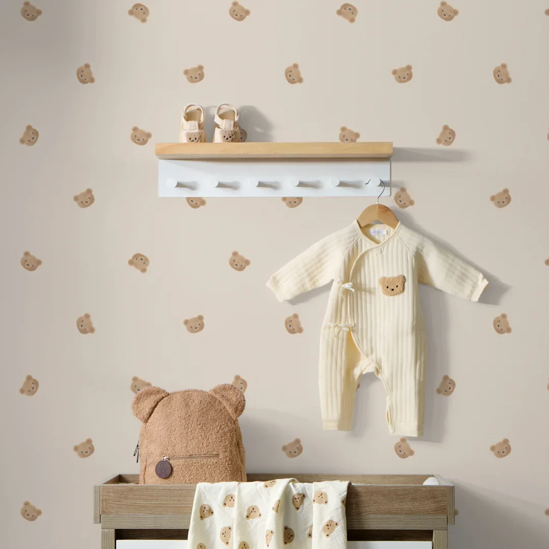 Cozy Bear Wallpaper in Stone - Image 2