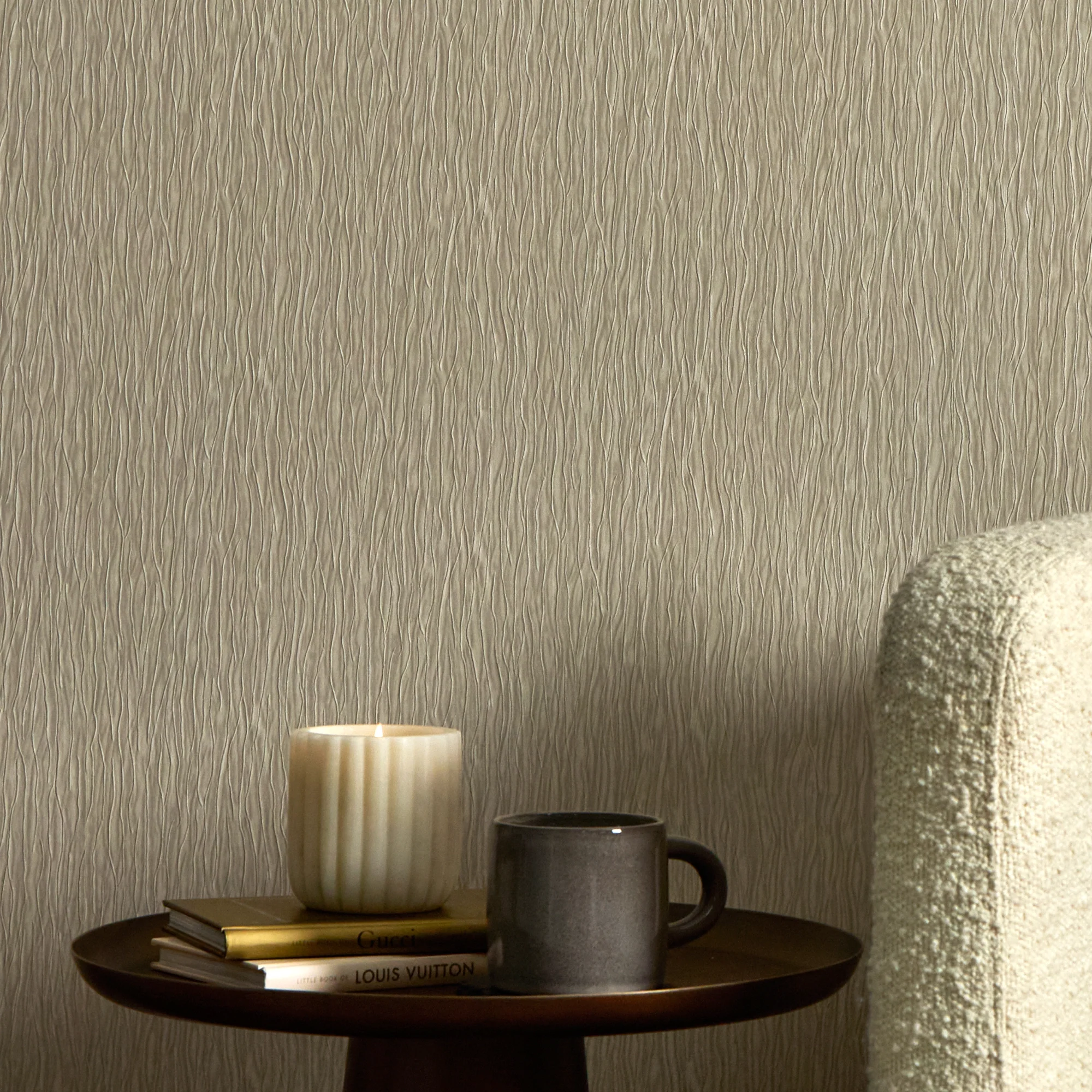 Crushed Silk Wallpaper in Latte - Image 3
