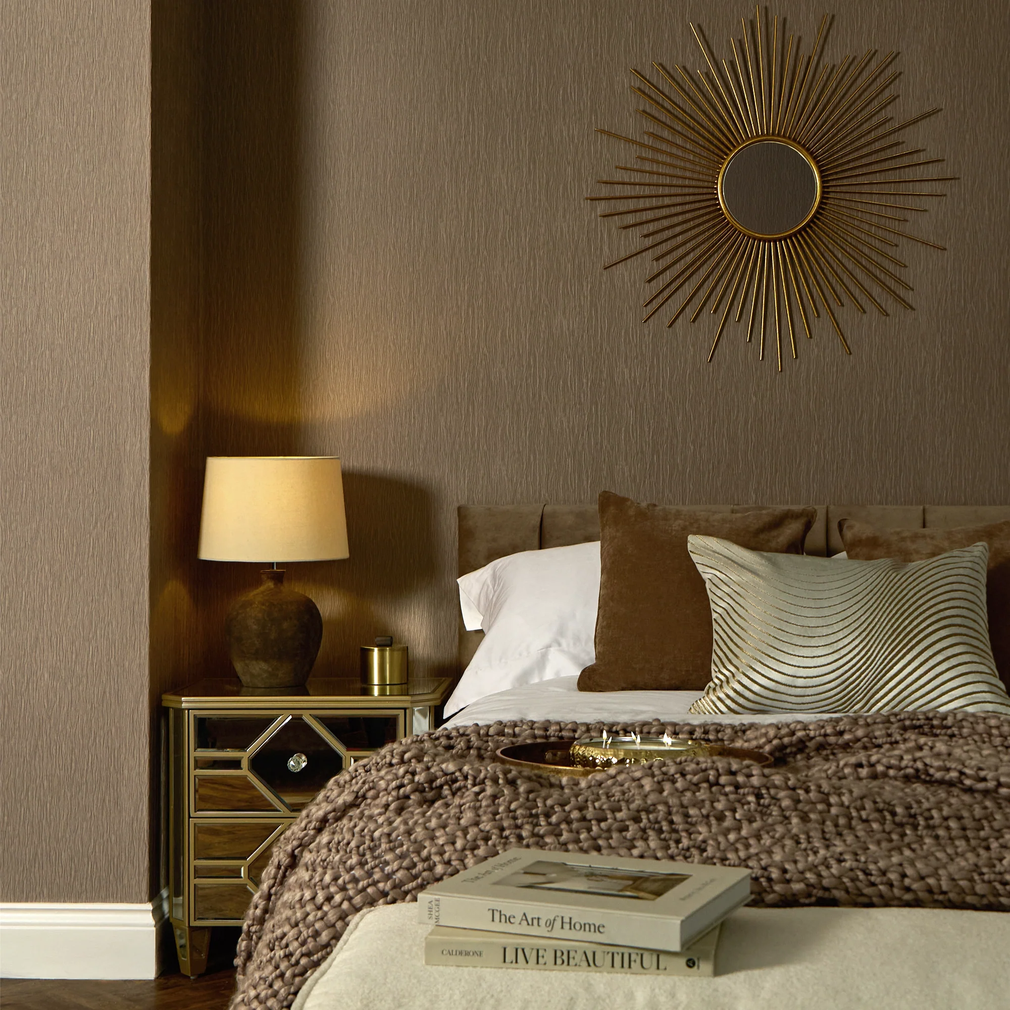 Crushed Silk Wallpaper in Mocha - Image 2