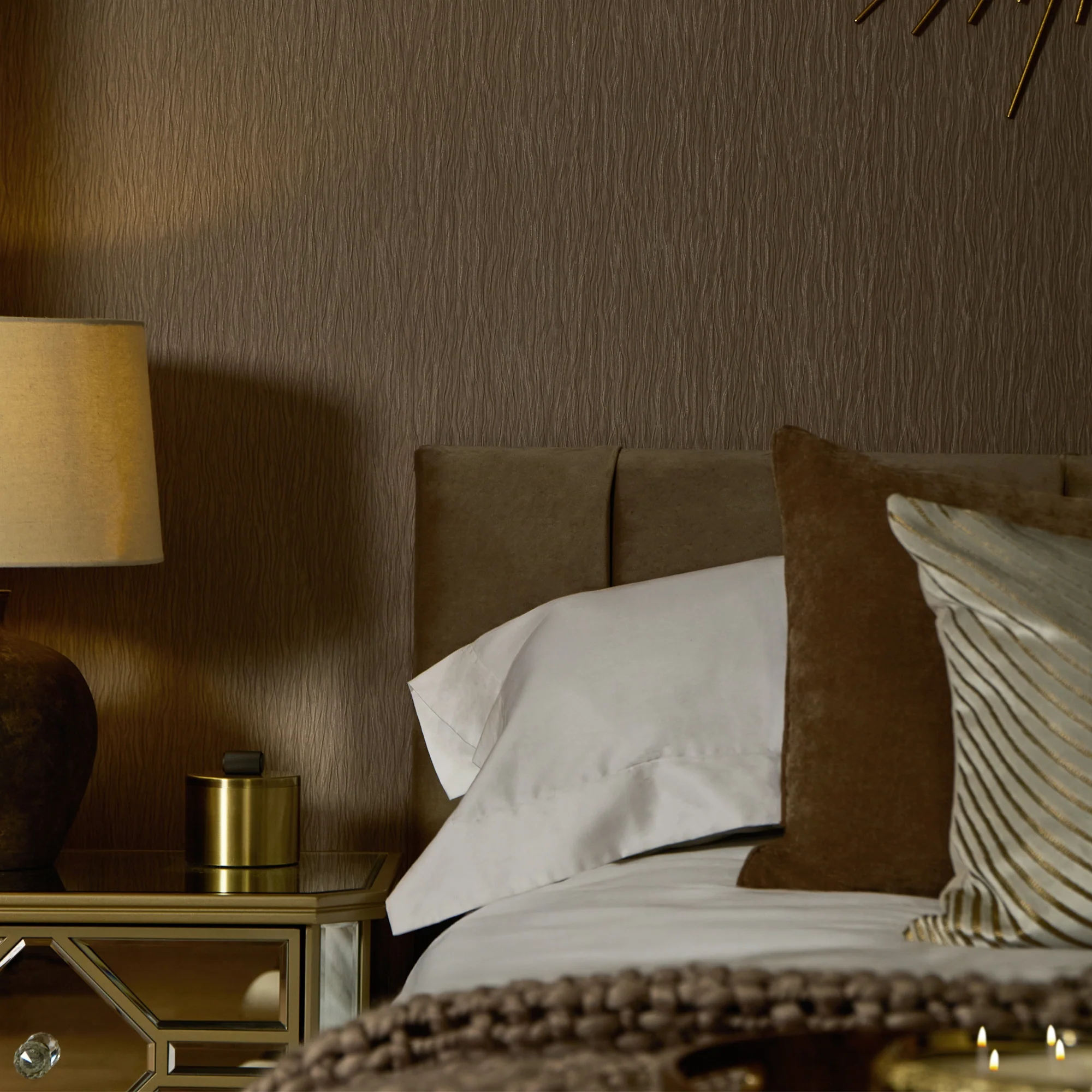 Crushed Silk Wallpaper in Mocha - Image 3