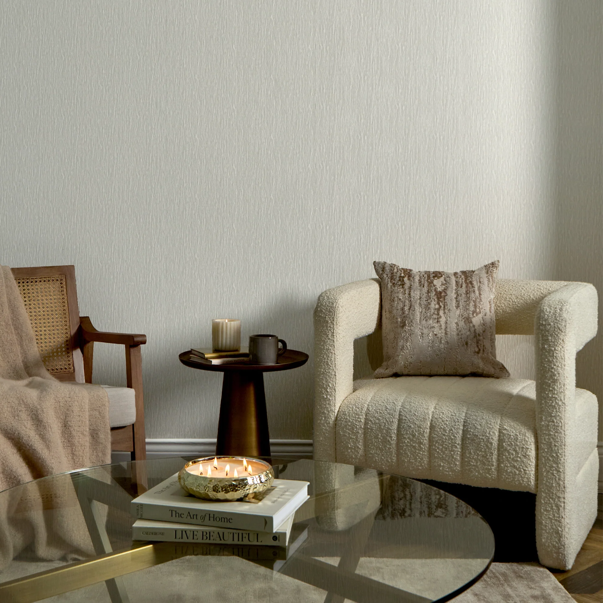 Crushed Silk Wallpaper in Off White - Image 2